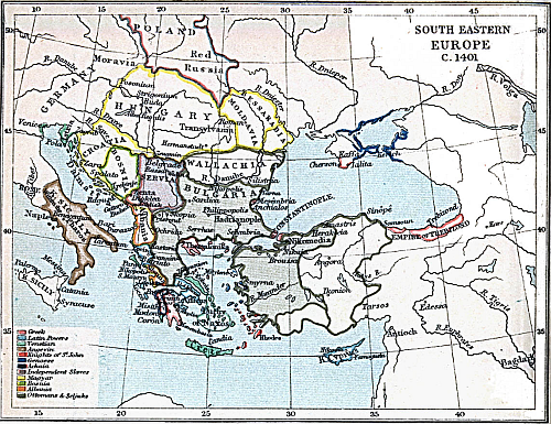 Map of South Eastern Europe; Year 1401